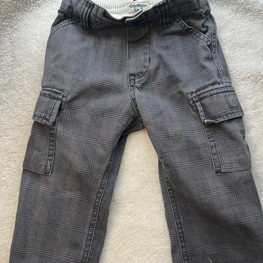 Gray Plaid Baby Cargo Pants